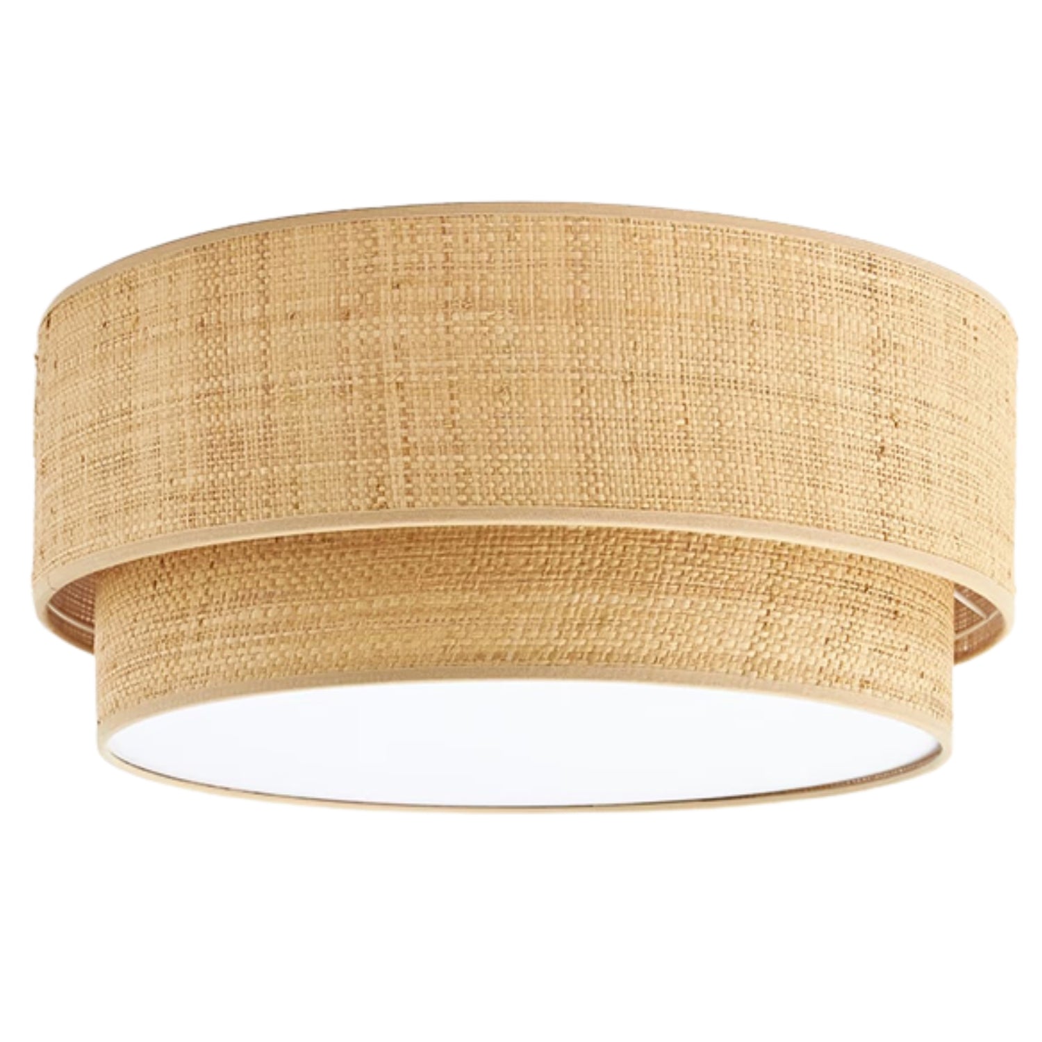 El Corte Drum Round Wicker Light - Flush Mount