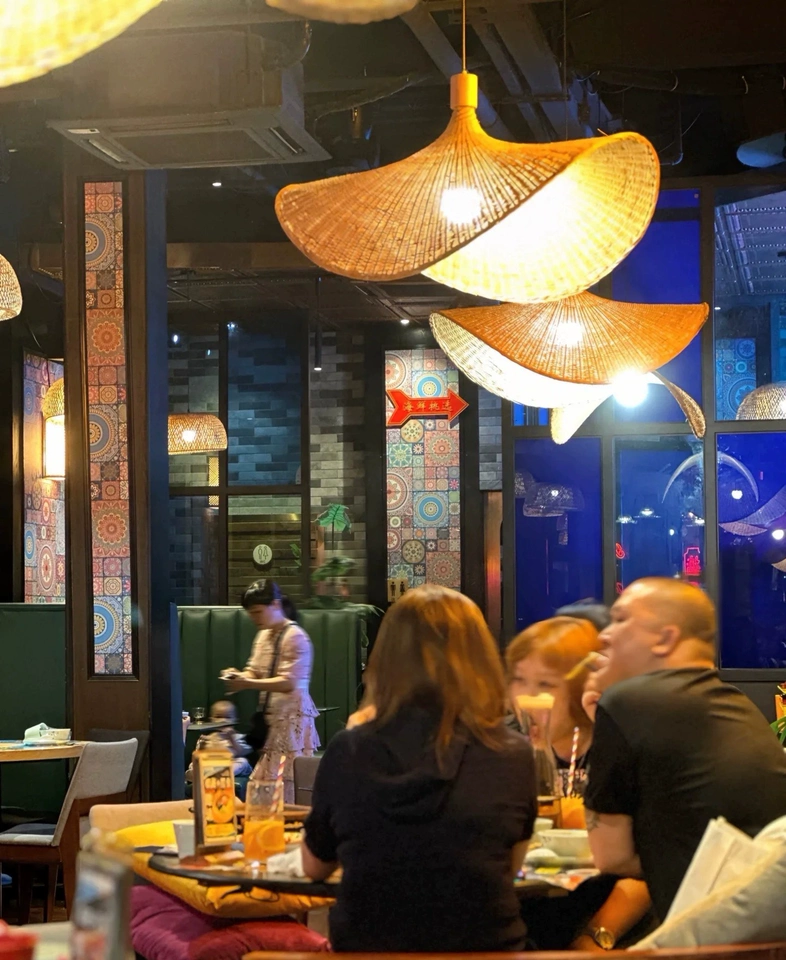 Ellie Straw Hat 3 Light Rattan Pendant