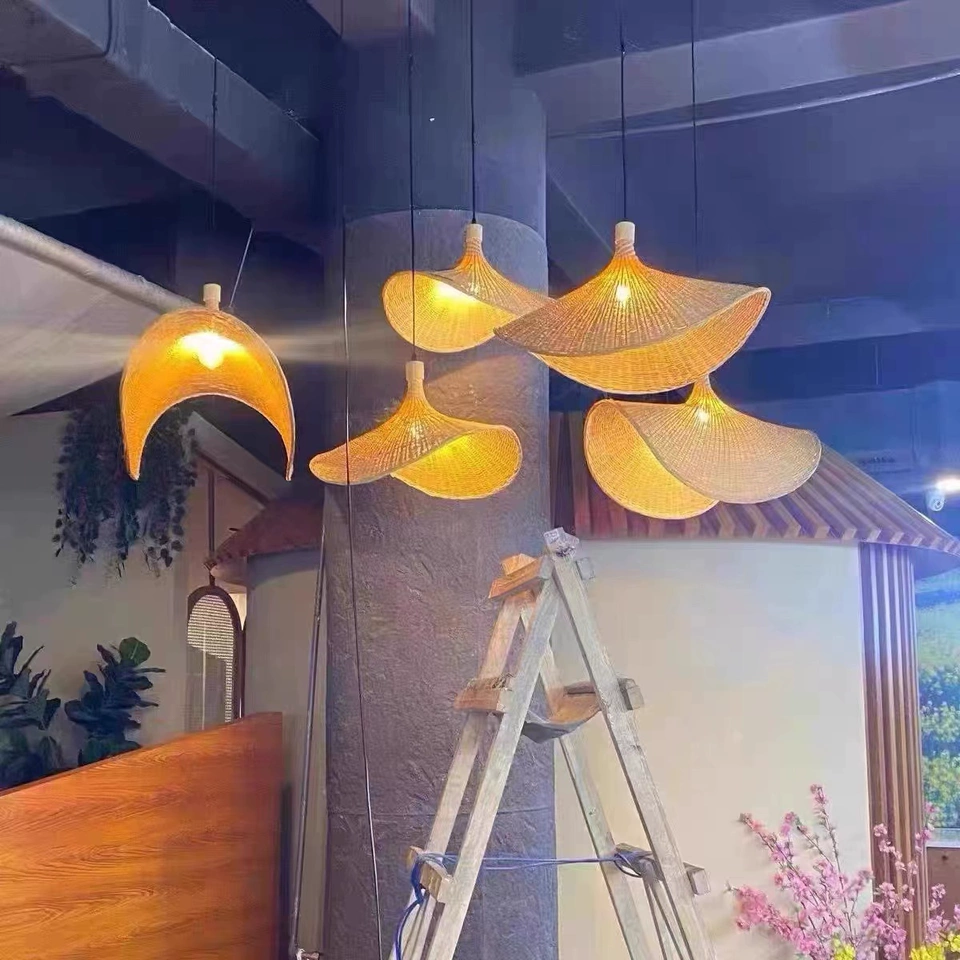Ellie Straw Hat 3 Light Rattan Pendant