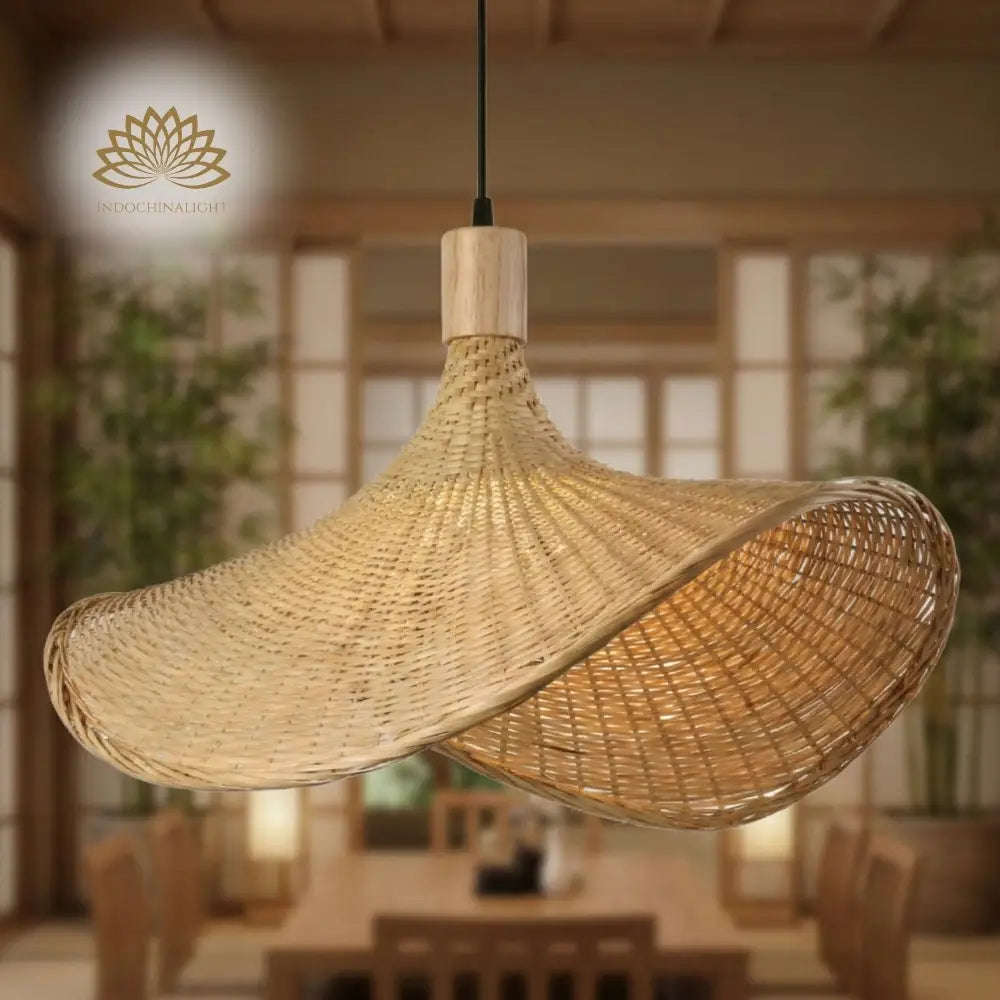 Ellie Straw Hat 3 Light Rattan Pendant
