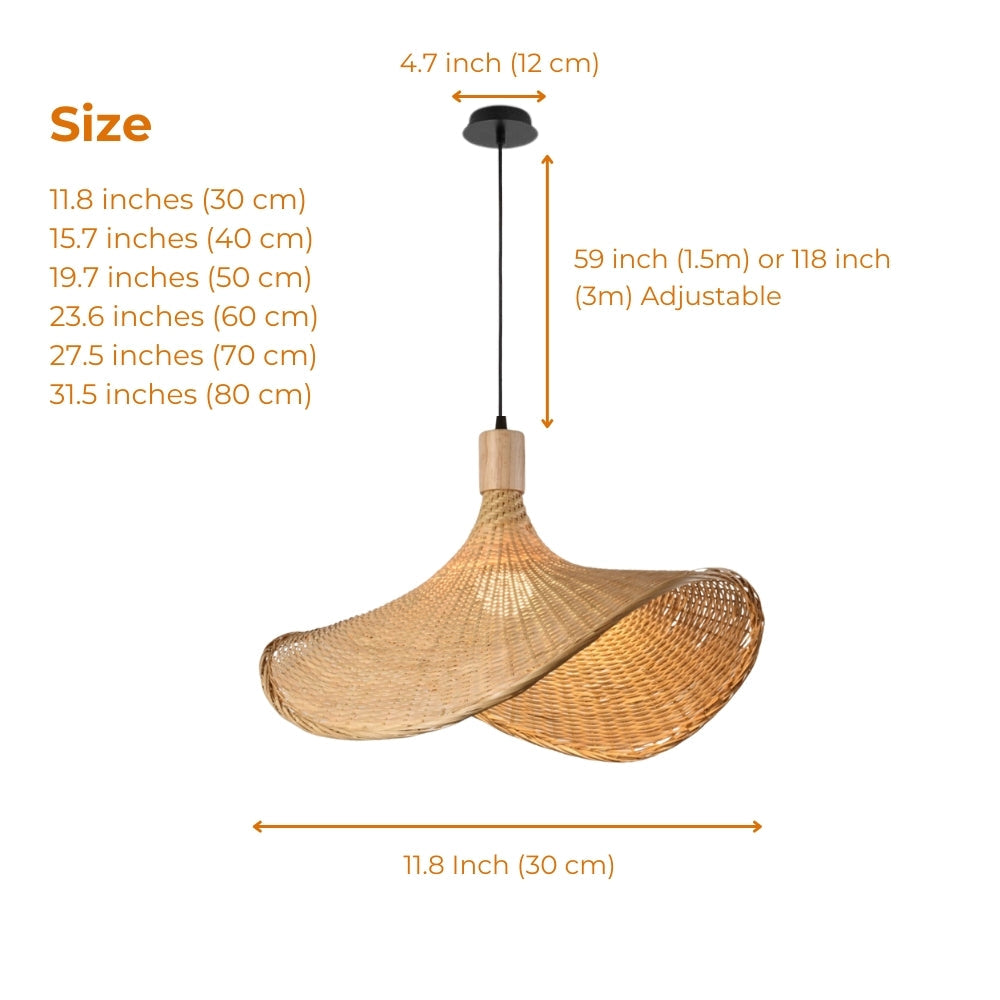 Ellie Straw Hat 3 Light Rattan Pendant