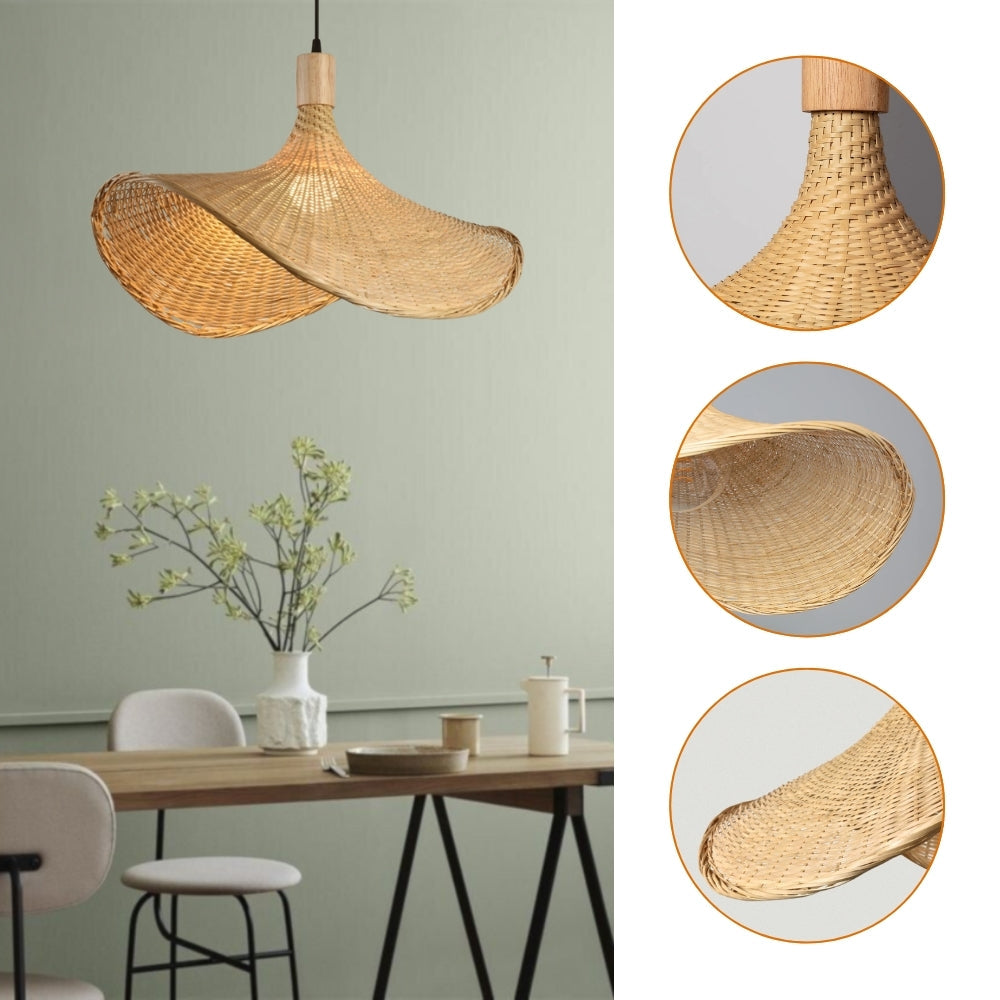 Ellie Straw Hat 3 Light Rattan Pendant
