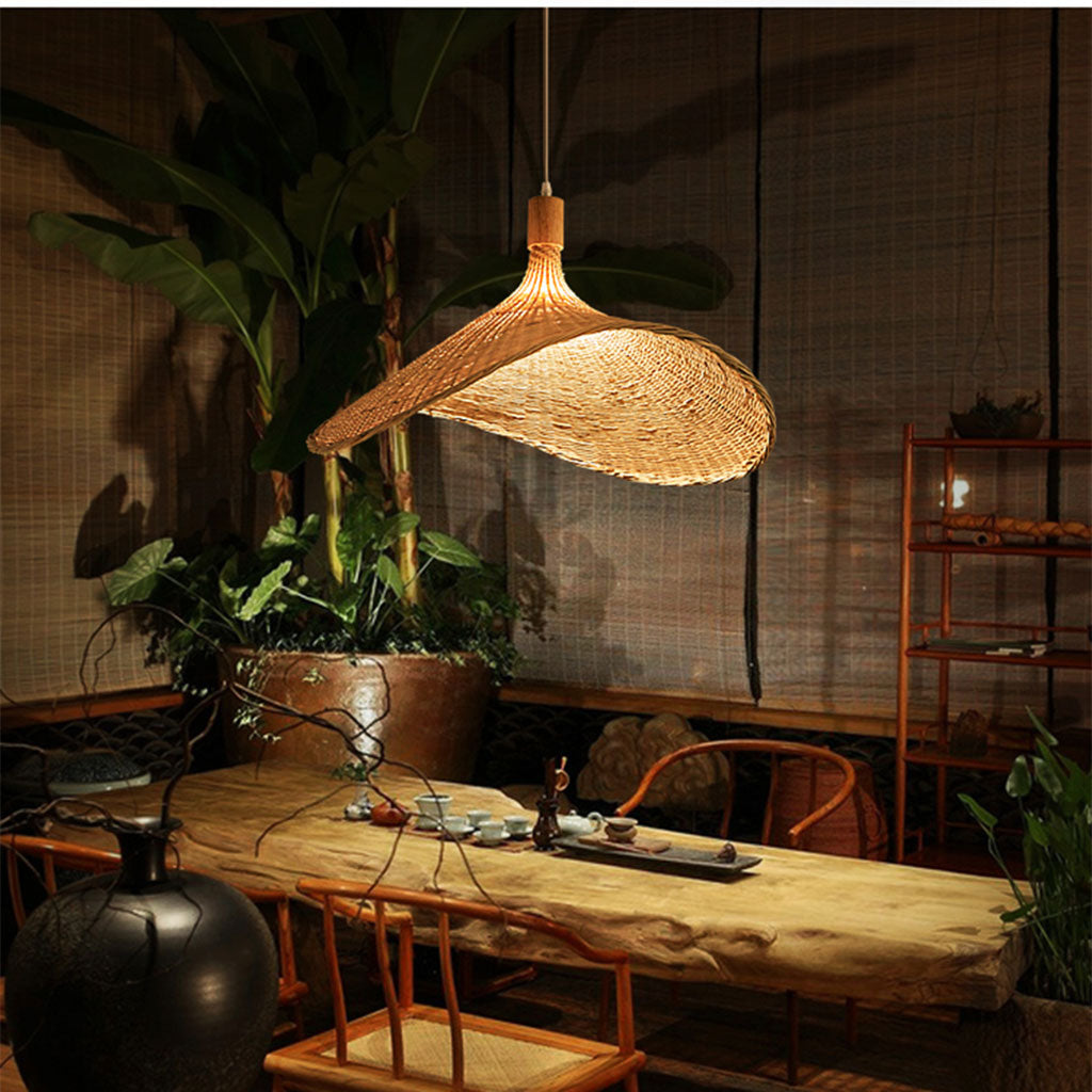 Ellie Straw Hat 3 Light Rattan Pendant