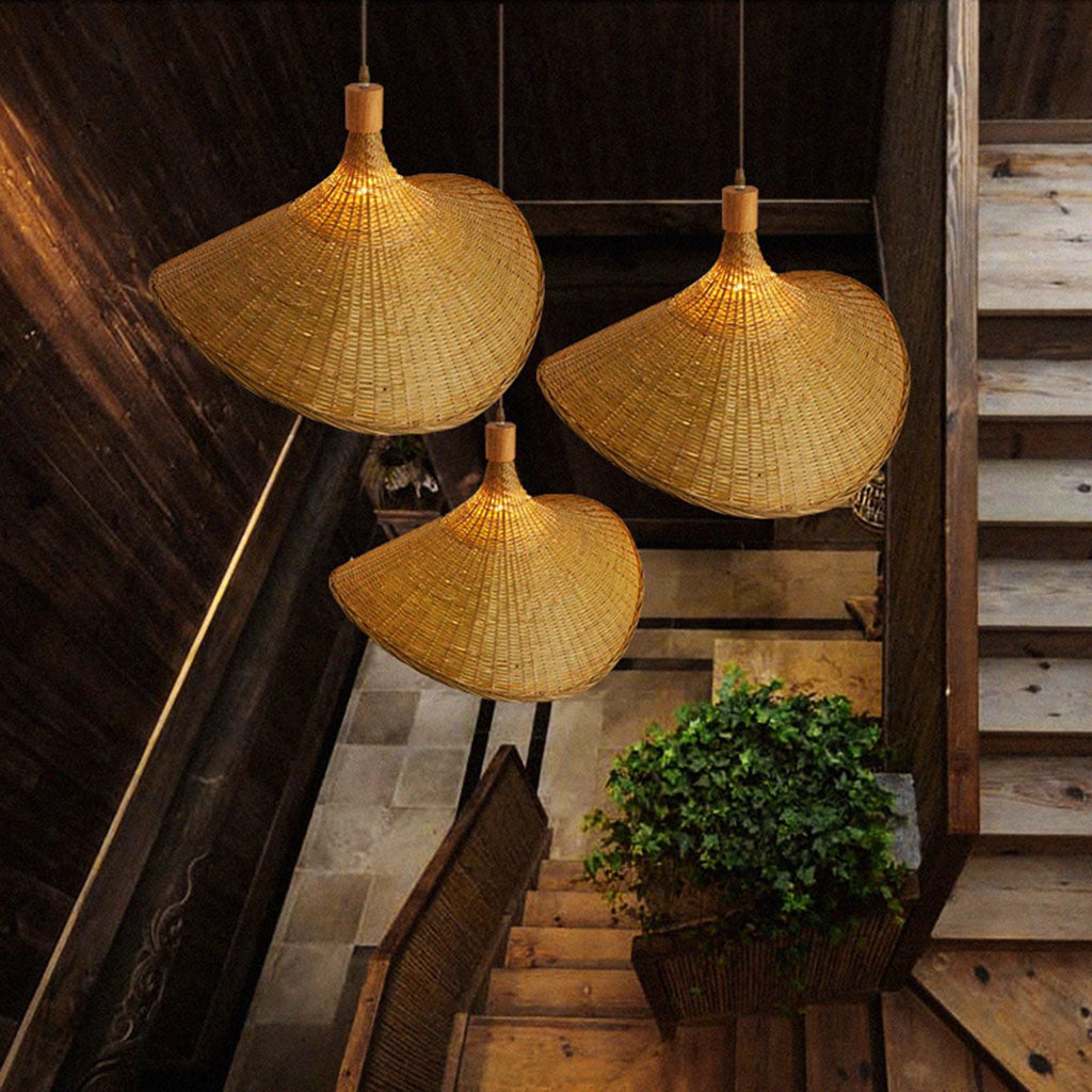 Ellie Straw Hat 3 Light Rattan Pendant