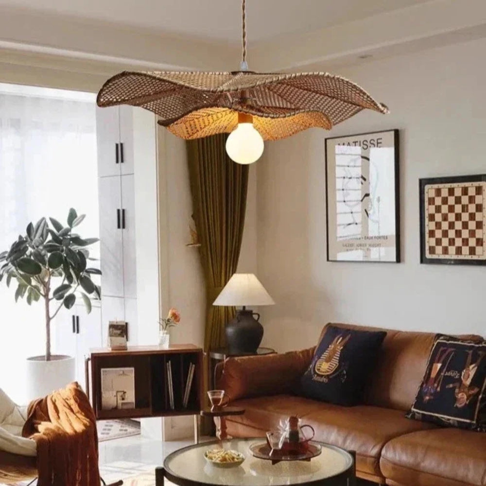 Lotus Leaf Rattan Pendant Light