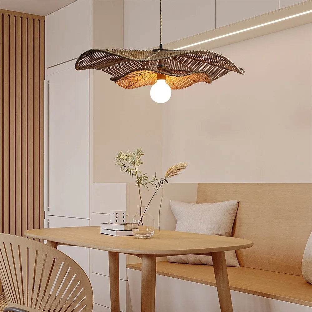 Lotus Leaf Rattan Pendant Light