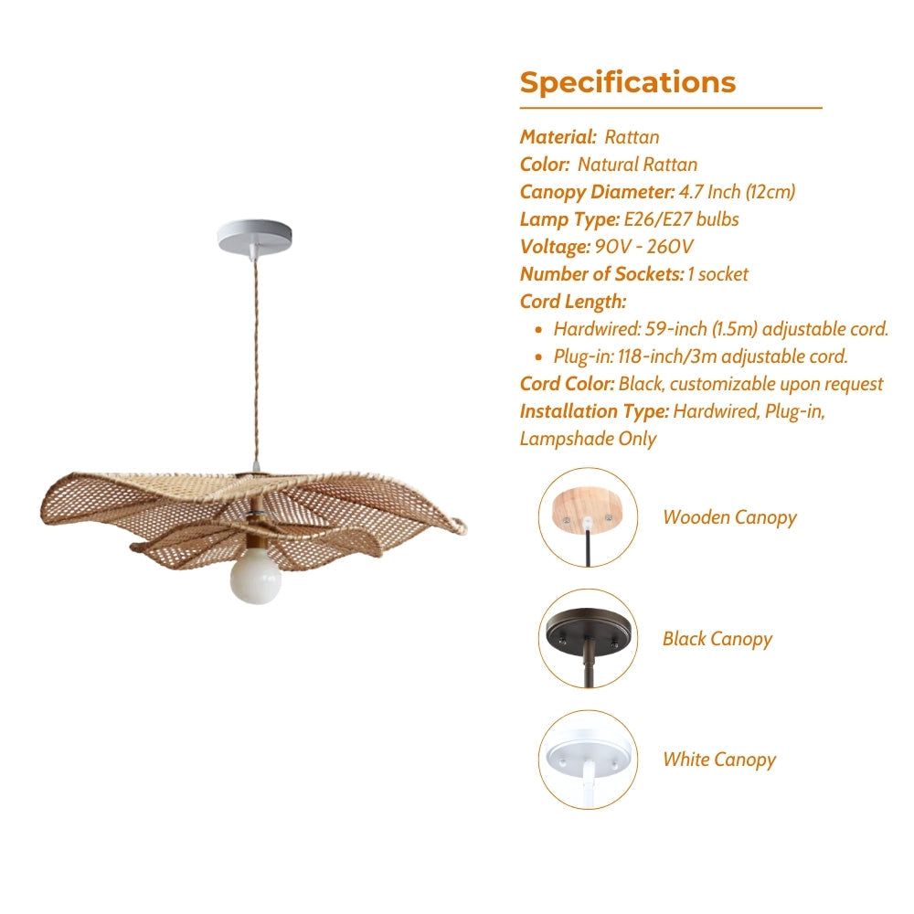 Lotus Leaf Rattan Pendant Light