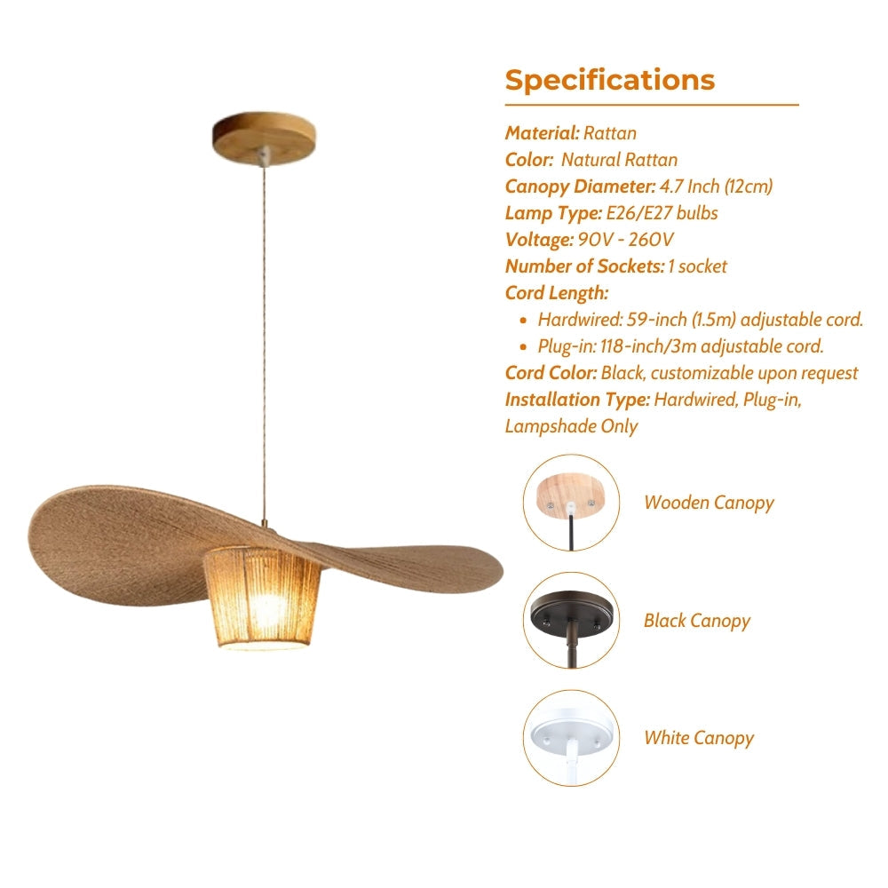 Extra Large Rustic Hat Pendant Light