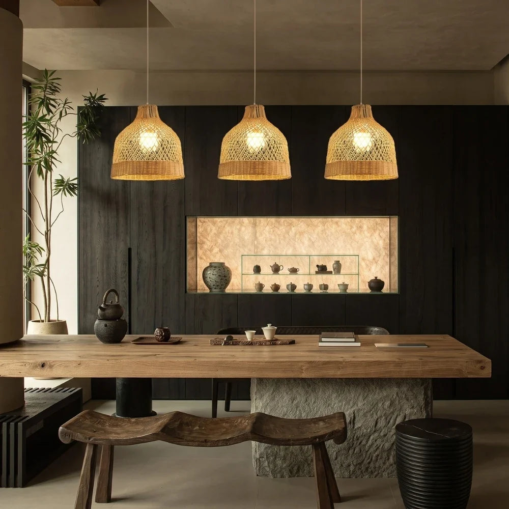 Fuelix Rattan Basket Pendant Light