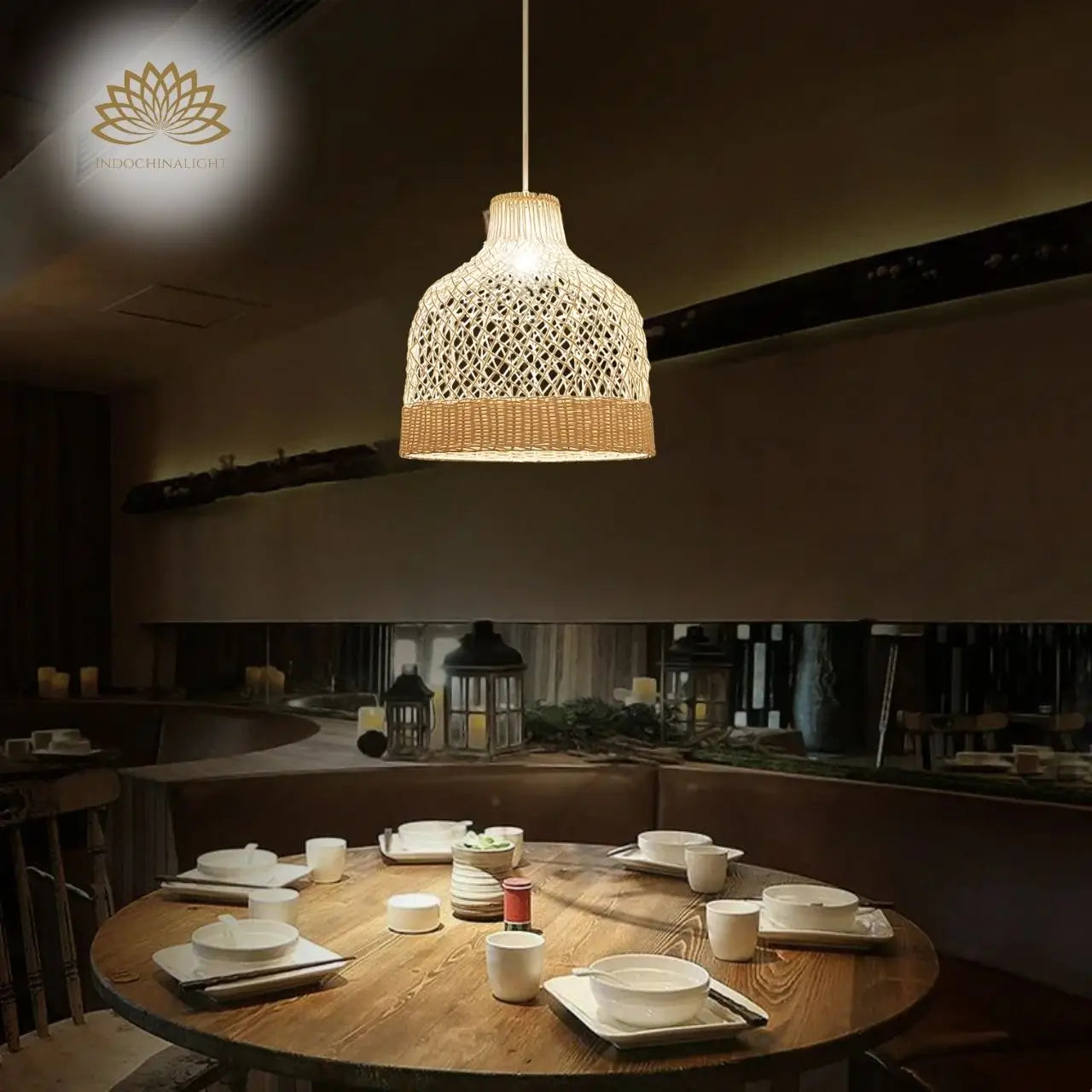 Fuelix Rattan Basket Pendant Light