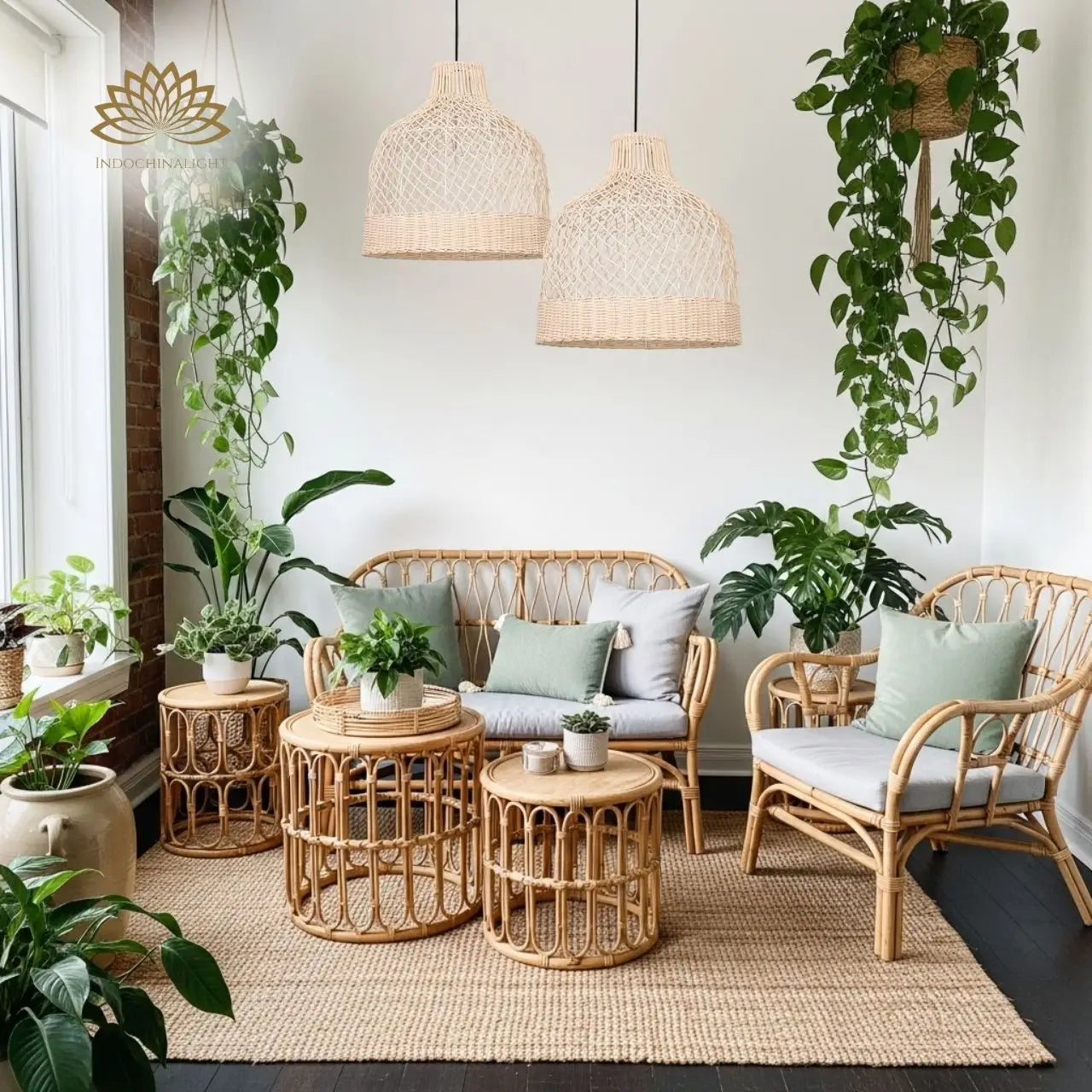 Fuelix Rattan Basket Pendant Light