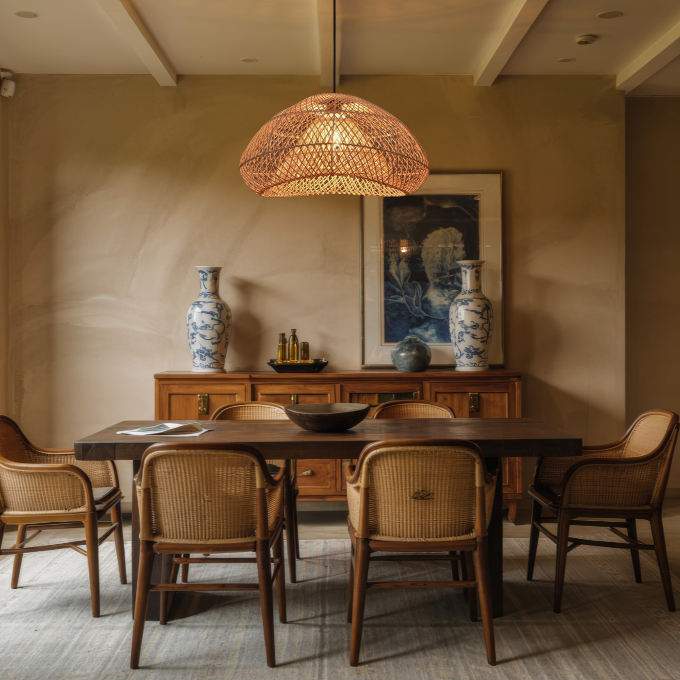 Generis Wabi Sabi Wave Rattan Pendant Light