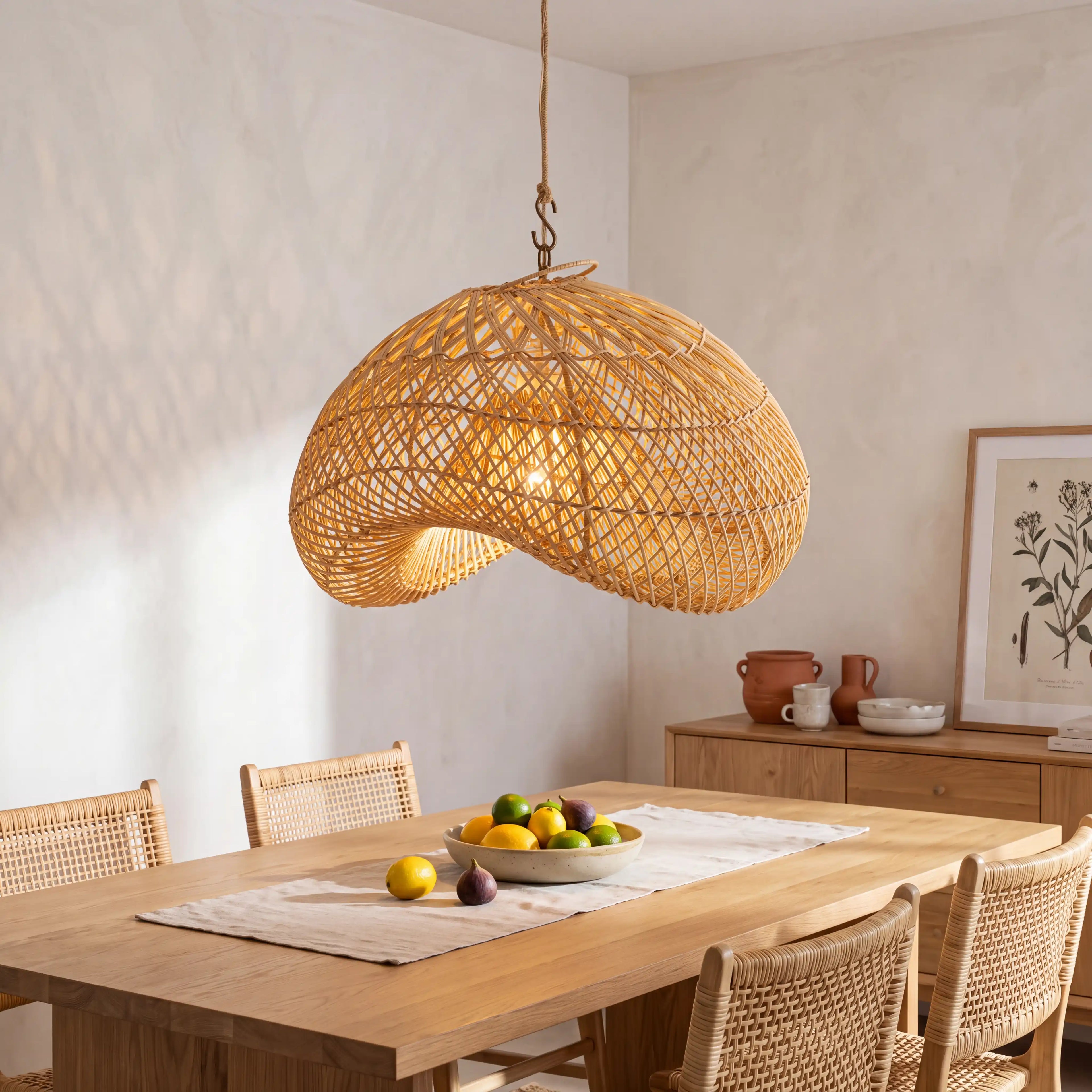 Generis Wabi Sabi Wave Rattan Pendant Light