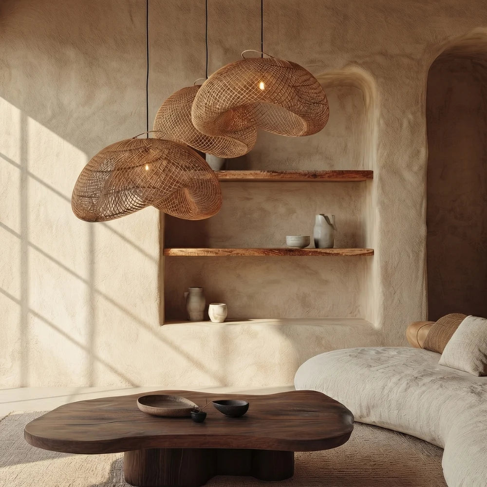 Generis Wabi Sabi Wave Rattan Pendant Light