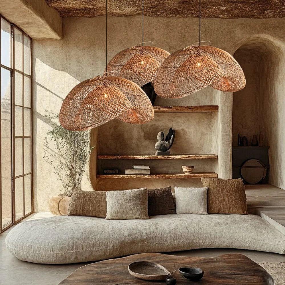 Generis Wabi Sabi Wave Rattan Pendant Light