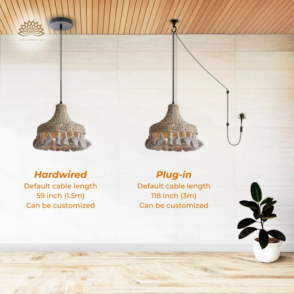 Hamimi Wabi Sabi Boho Wicker Pendant Light