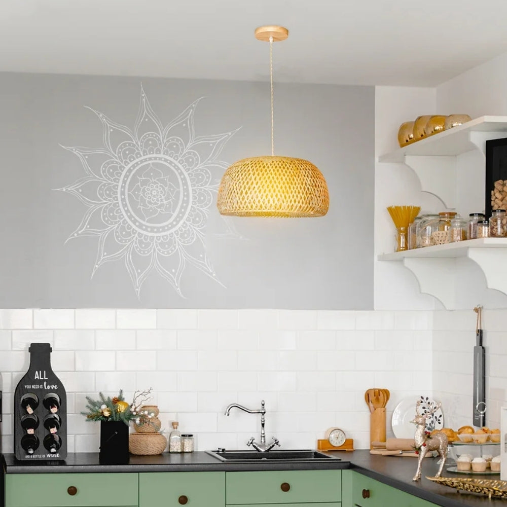 TAO Oriental Small Bamboo Basket Pendant Light