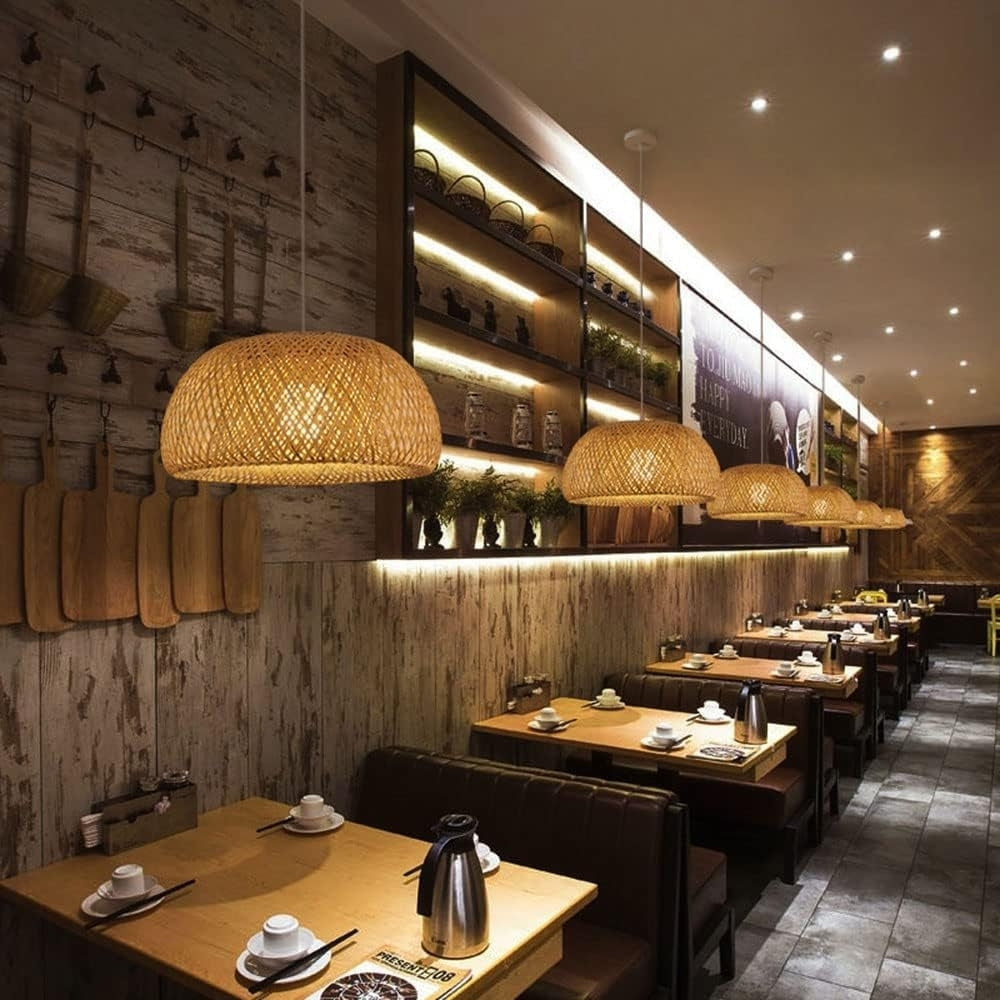 TAO Oriental Small Bamboo Basket Pendant Light