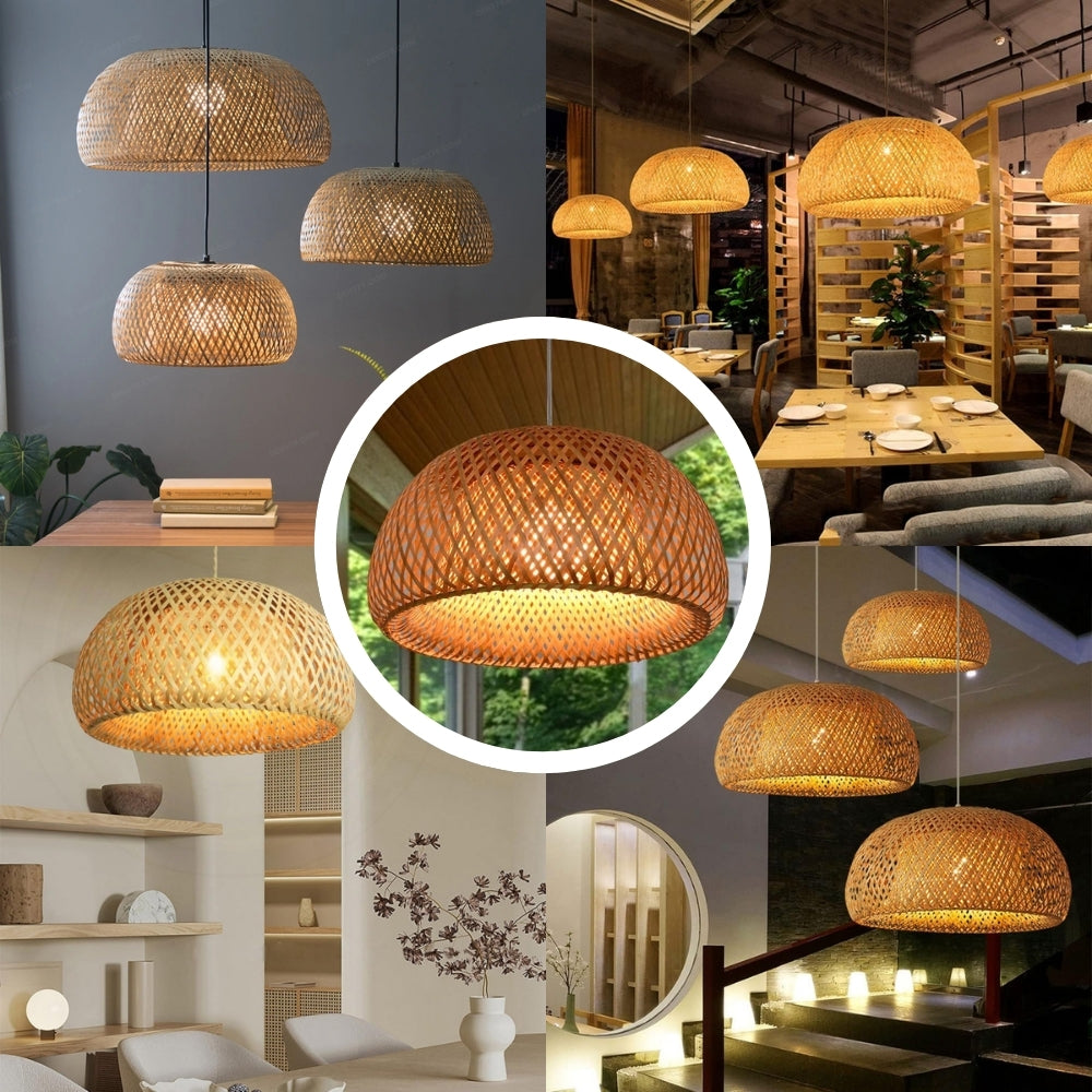 TAO Oriental Small Bamboo Basket Pendant Light