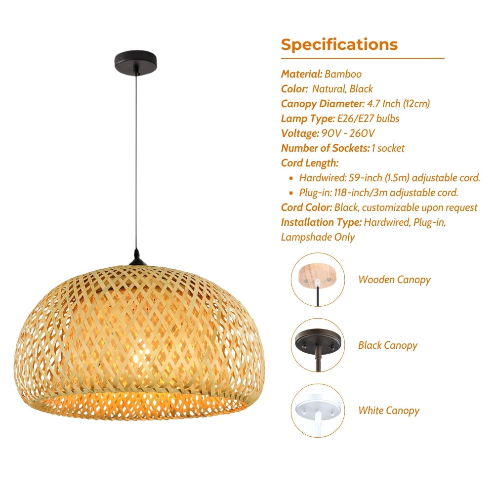 TAO Oriental Small Bamboo Basket Pendant Light