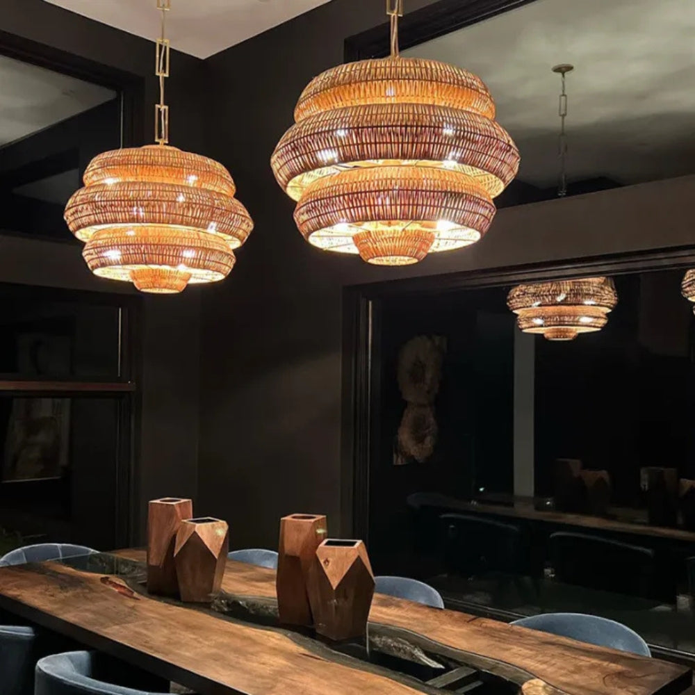 Antibes Extra Large Multi-Tiered Rattan Chandelier