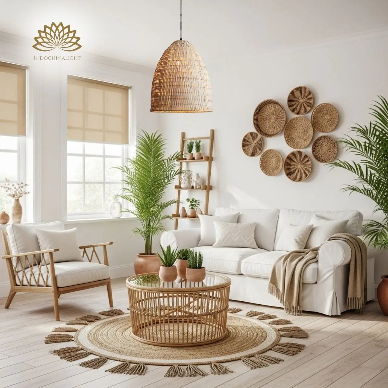 Yujidao White Bamboo Pendant Light Shade