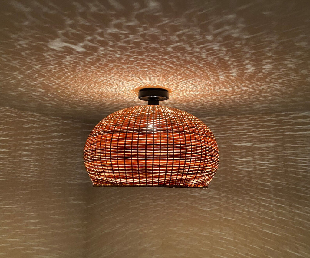 Juanita Wabi Sabi Dome Wicker Bamboo Ceiling Light