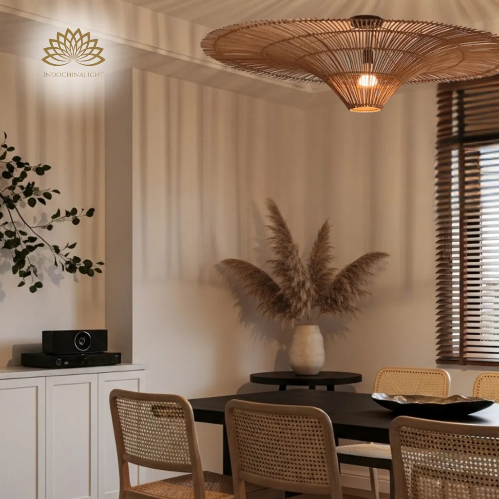 Junita Wabi Sabi Wide Saucer Extra Large Rattan Ceiling Light