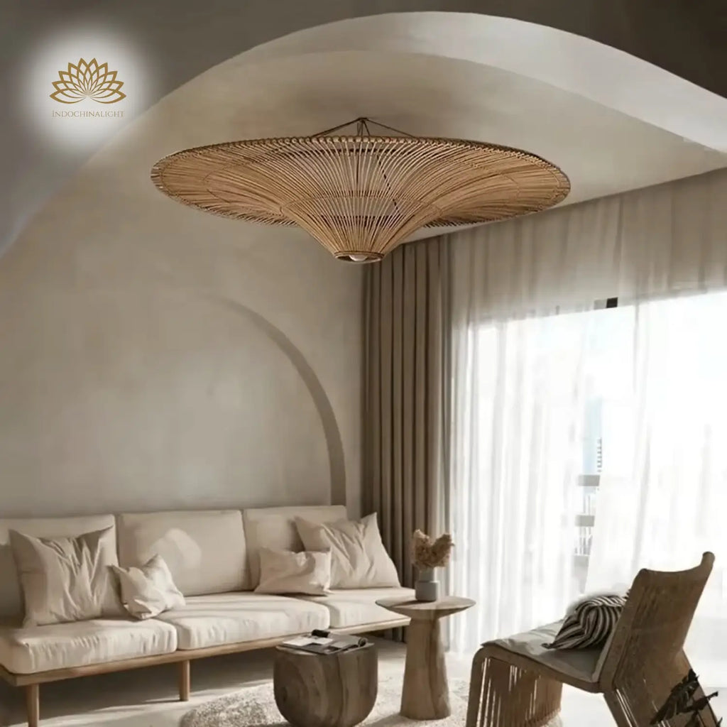 Junita Wabi Sabi Wide Saucer Extra Large Rattan Ceiling Light