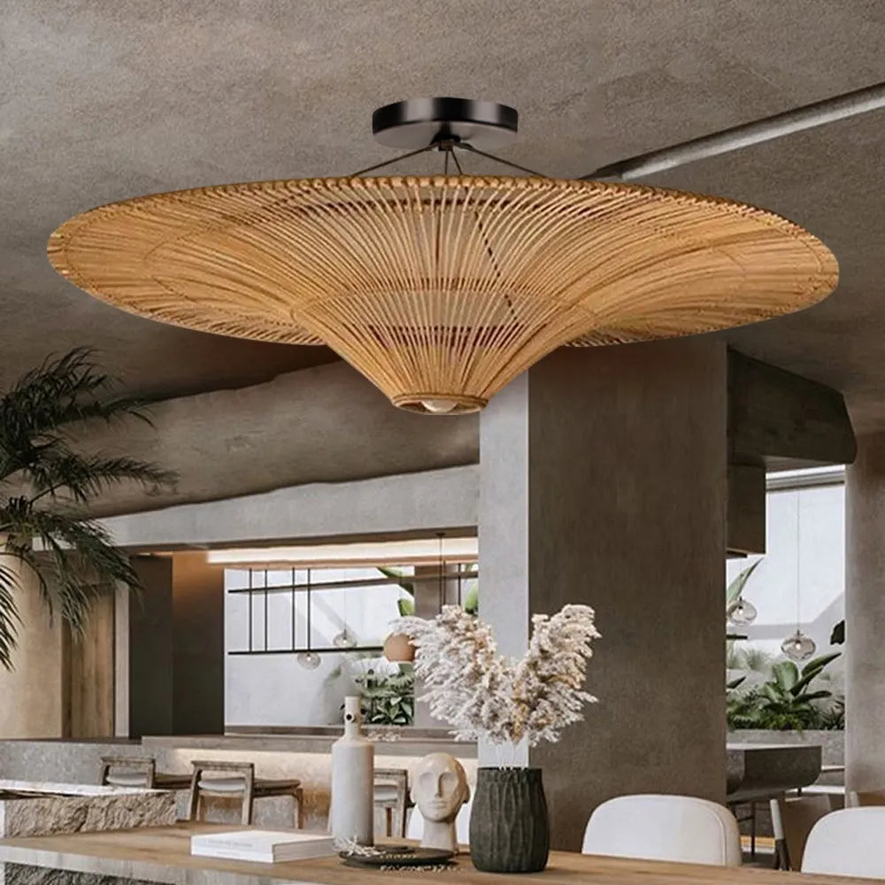 Junita Wabi Sabi Wide Saucer Extra Large Rattan Ceiling Light