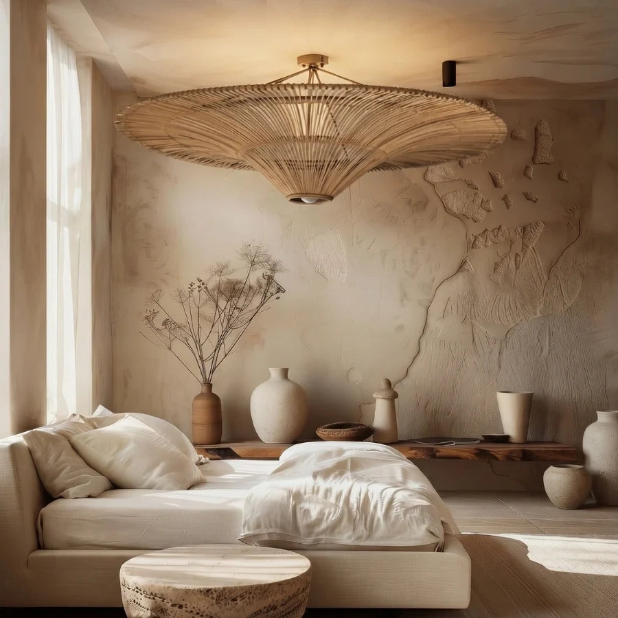 Junita Wabi Sabi Wide Saucer Extra Large Rattan Ceiling Light
