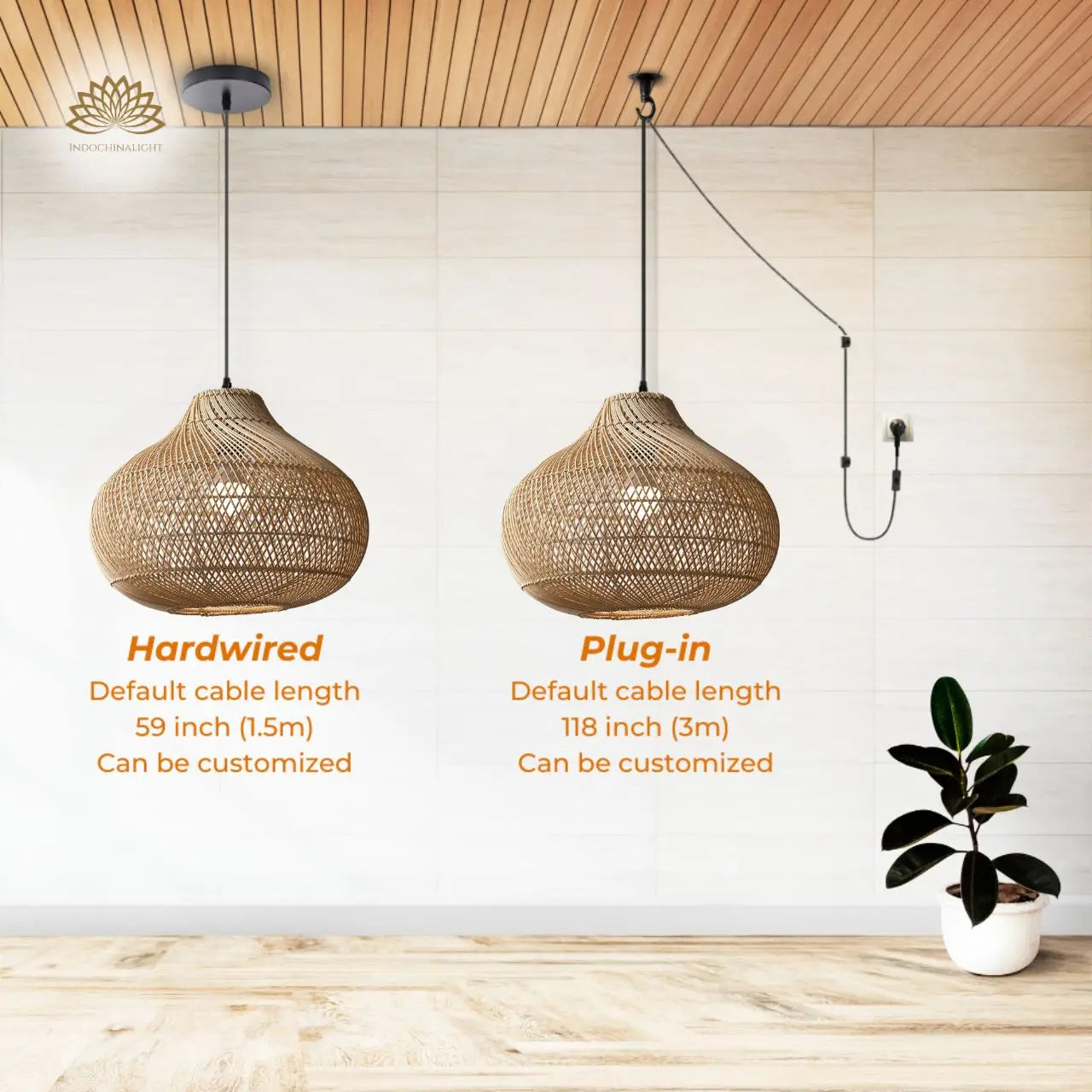 Karjearl Rattan Pendant Light 16 Inch