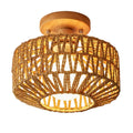 Kenmi Boho Rattan Drum Ceiling Light - Semi Flush Mount
