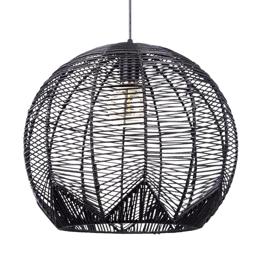 Klahn Modern Small Black Rattan Pendant Light Shade