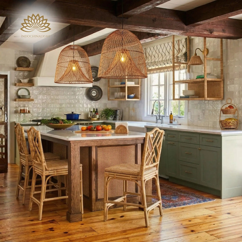 Kloe Woven Rattan Pendant Light