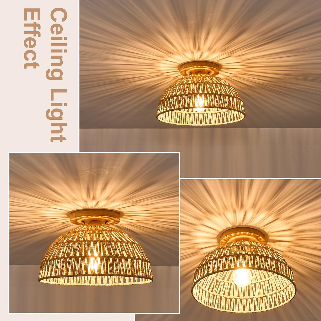 Kojanyu Woven Dome Rattan Ceiling Light