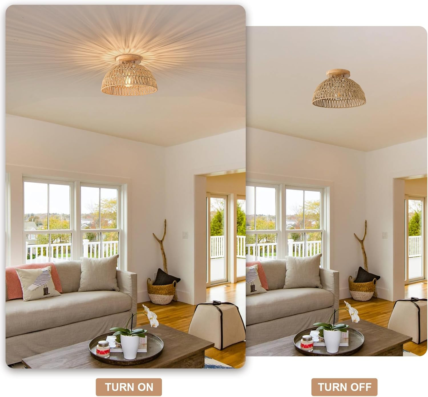 Kojanyu Woven Dome Rattan Ceiling Light
