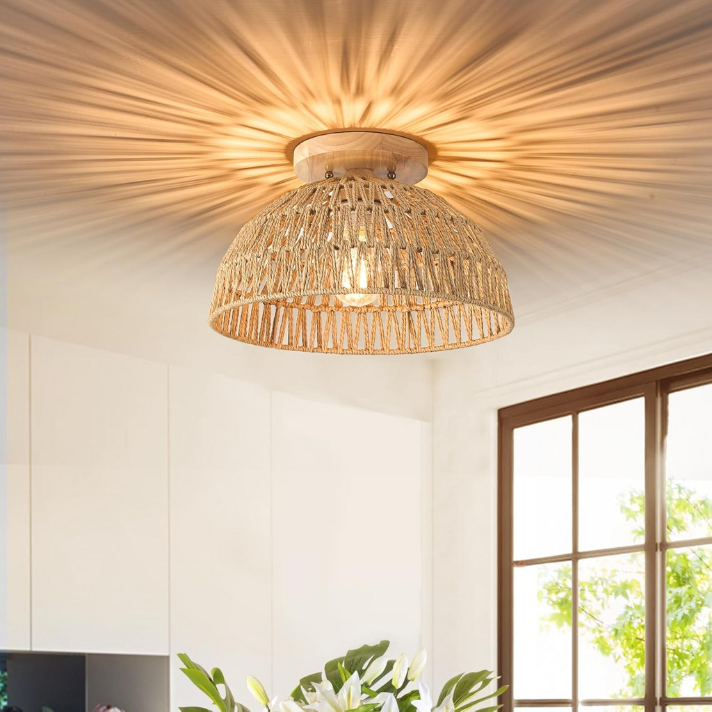 Kojanyu Woven Dome Rattan Ceiling Light