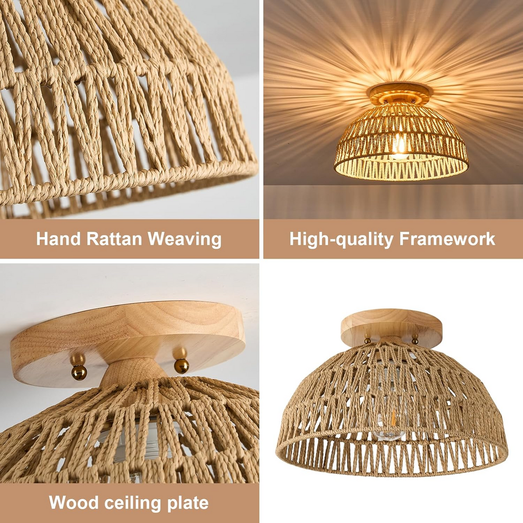 Kojanyu Woven Dome Rattan Ceiling Light