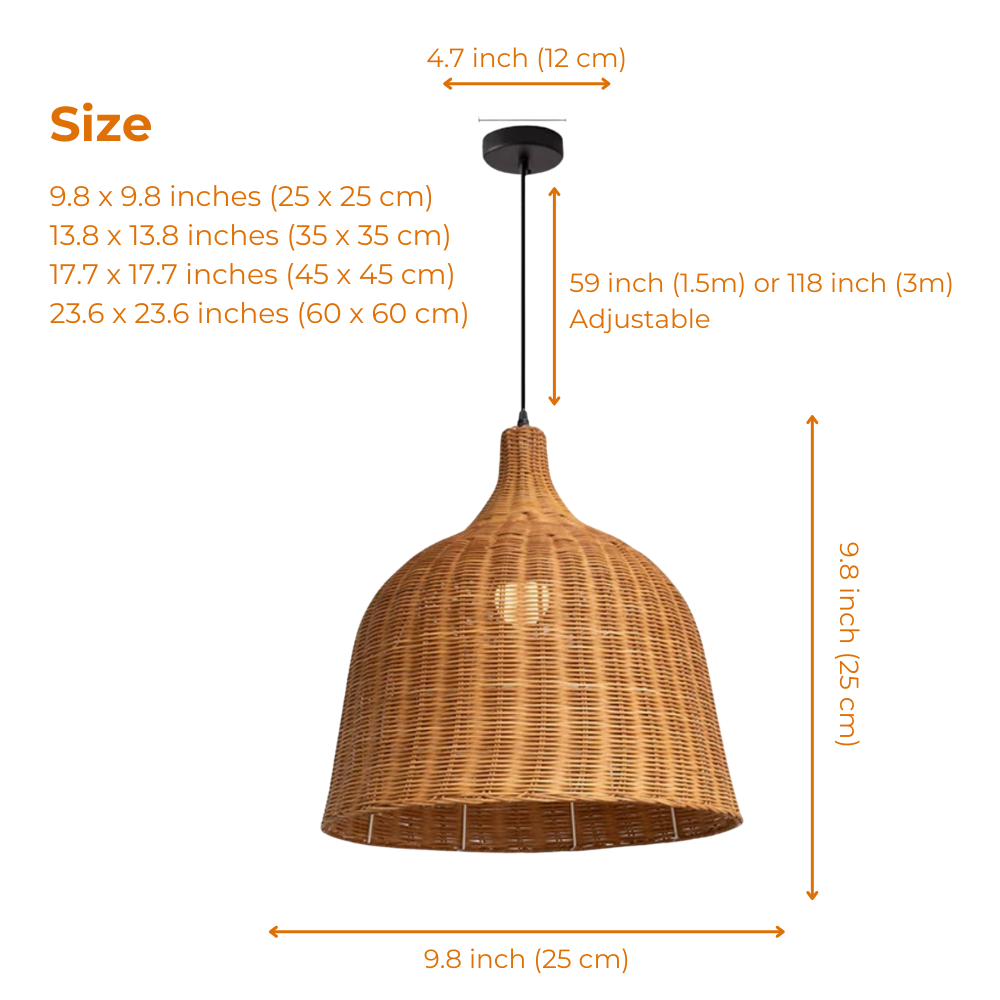 Allen and Roth Wicker Rattan Bell Basket Pendant Light