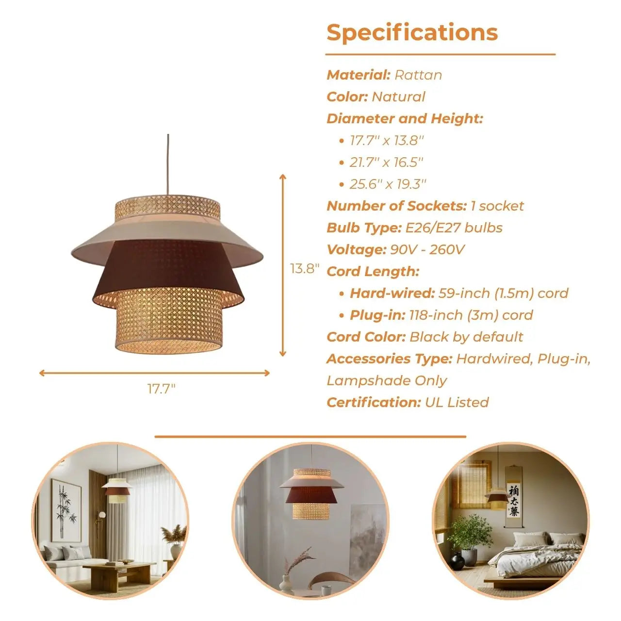 Lampa Tiered Rattan Pendant Light