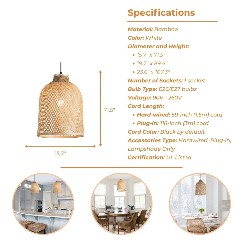 Lampada Natural Bamboo Pendant Light Shade