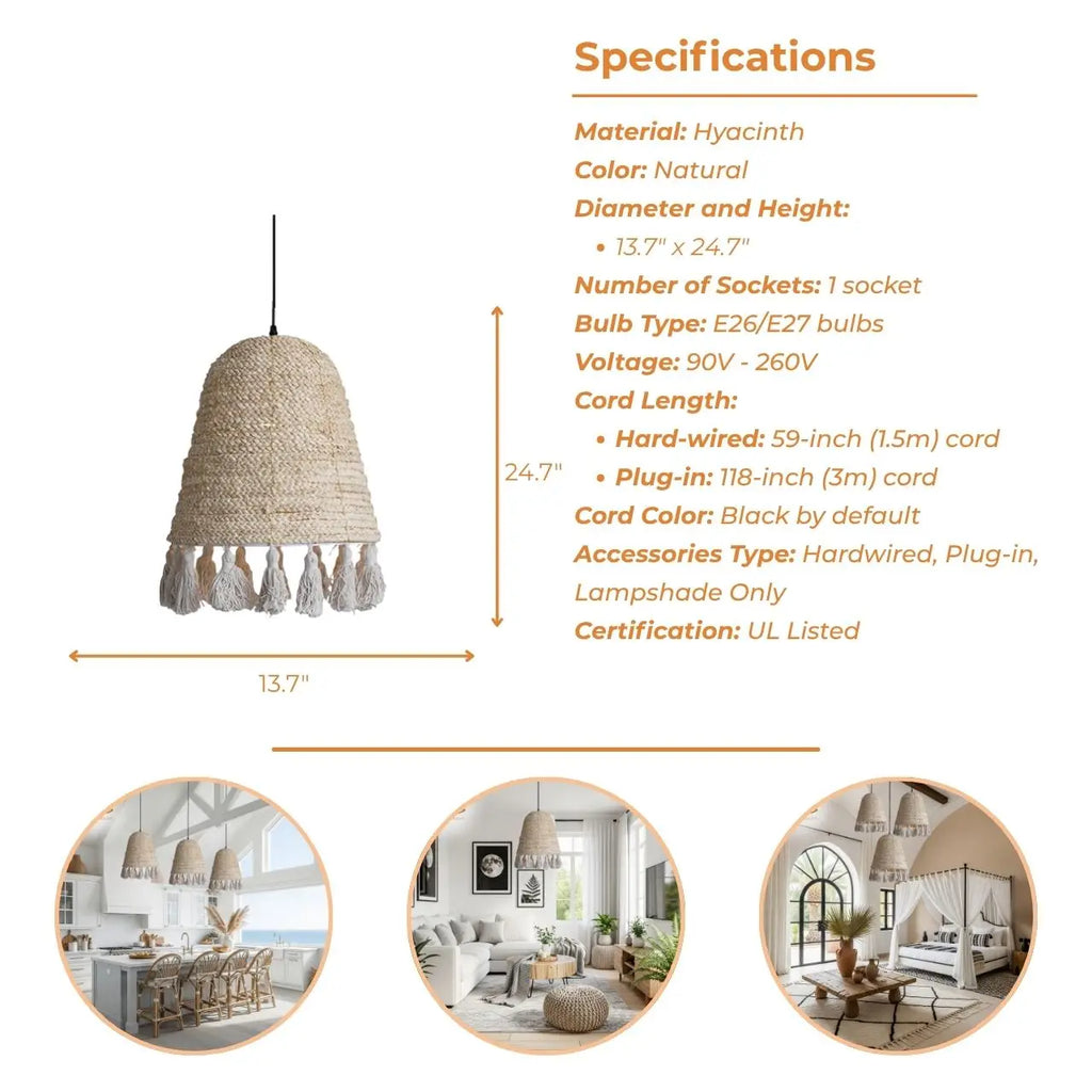 Lampara Wabi Sabi Boho Wicker Pendant Light