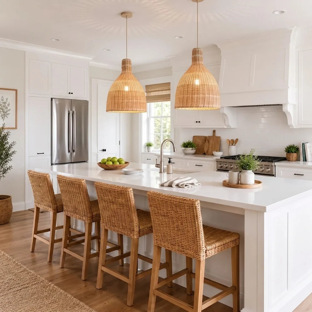 Lana Boho Large Wicker Rattan Pendant Light For Kitchen Island