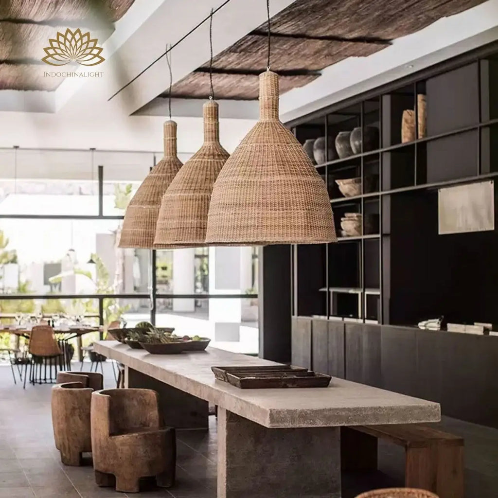 Lana Boho Large Wicker Rattan Pendant Light For Kitchen Island