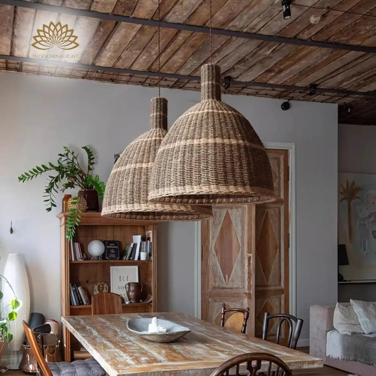 Lana Boho Large Wicker Rattan Pendant Light For Kitchen Island