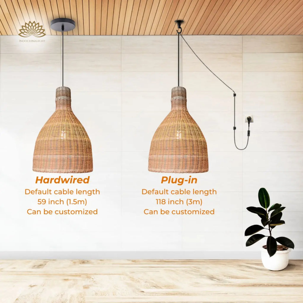 Lana Boho Large Wicker Rattan Pendant Light For Kitchen Island