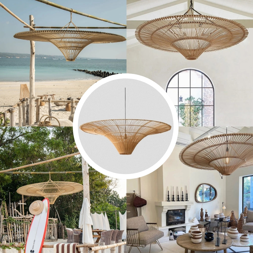 Junita Wabi Sabi Wide Saucer Extra Large Rattan Ceiling Light