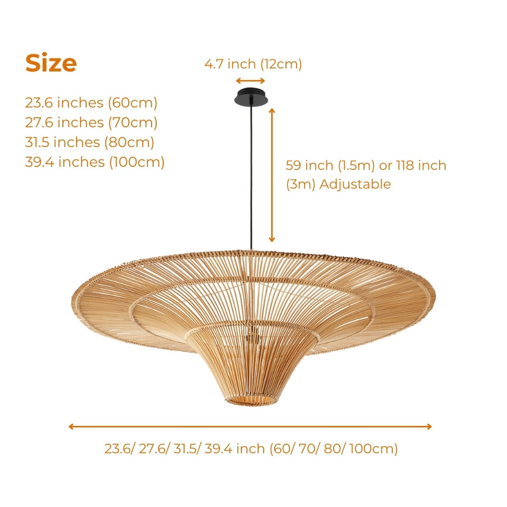 Junita Wabi Sabi Wide Saucer Extra Large Rattan Ceiling Light