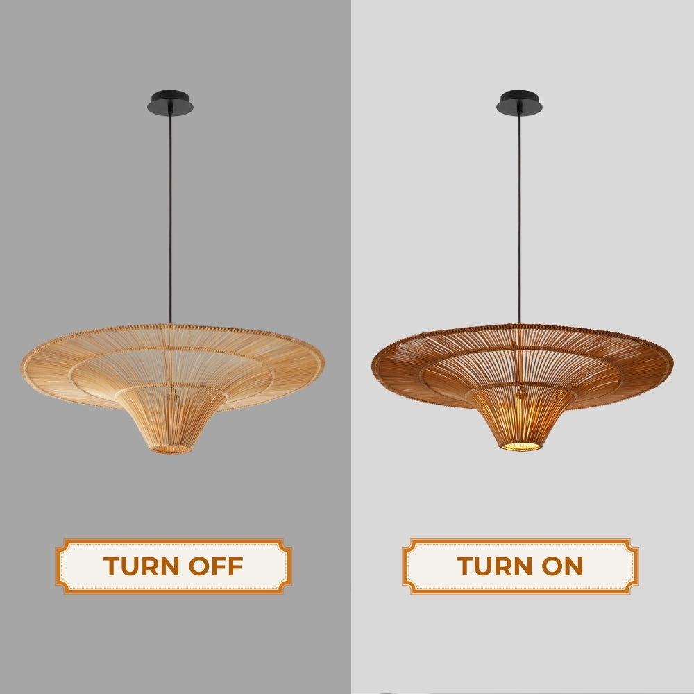 Junita Wabi Sabi Wide Saucer Extra Large Rattan Ceiling Light